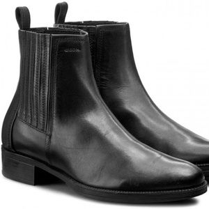 Geox Black Leather Ankle Moto Boots